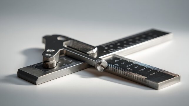 Precision measuring tools on a light background for technical applications