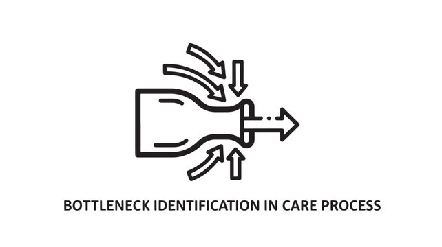 Bottleneck Identification in Care Process Icon Representing Efficiency Constraints Operational Management Workflow Analysis and Business Process Optimization Vector Illustration for Healthcare