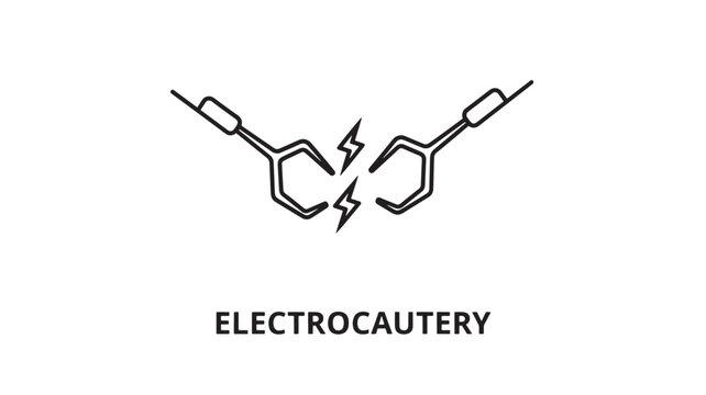 Electro cautery Illustration with Stylized Electric Current Symbol black vector Icon 