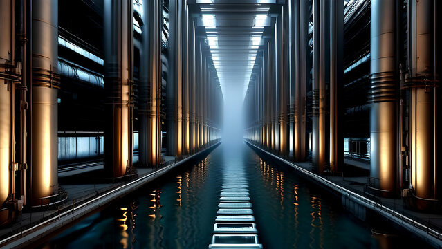 Cinematic OTEC Power Station Concept Art for Renewable Marine Energy and Sustainable Infrastructure Concept Concept