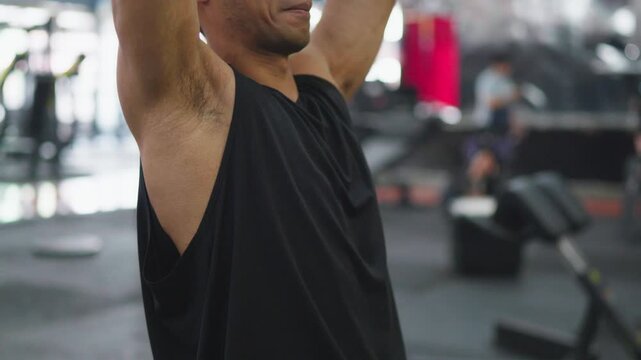 Intense weightlifting workout gym fitness training indoor environment close-up view strength building