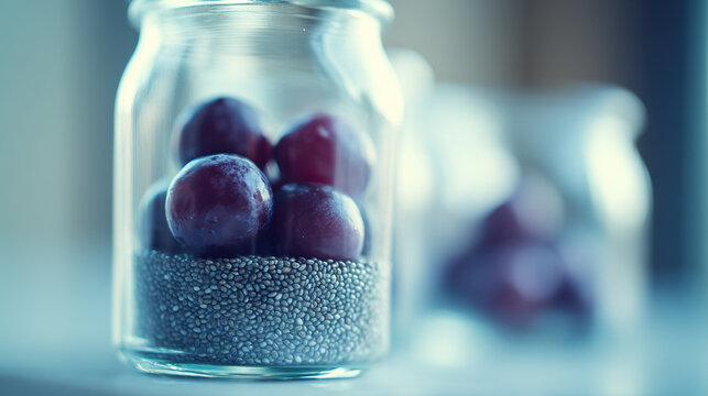 Purple Grapes in Clear Glass Jar
