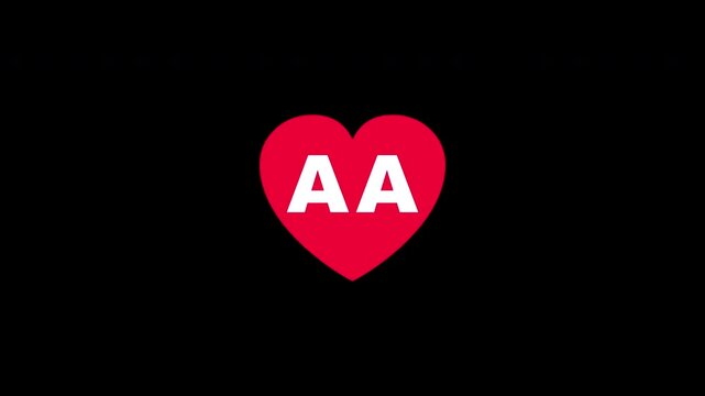 Pulsing Red Heart Icon With Aa A+a A A Breathing Love Symbol Loop Animation On Black Background