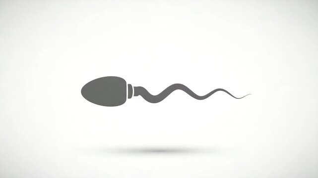 Simple grey silhouette of a sperm cell swimming on white background