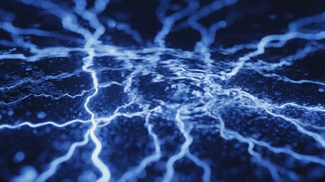 Electricity Lightning Blue Energy Strikes.