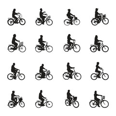 Obraz premium Diverse Collection of People Riding Bicycles Silhouettes for Active Lifestyles