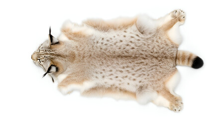 Cheetah fur rug on white background.