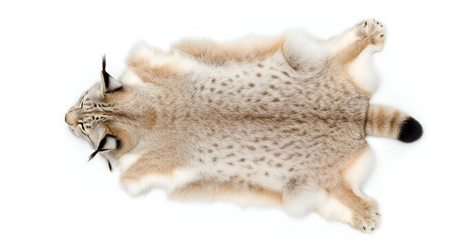 Cheetah fur rug on white background.
