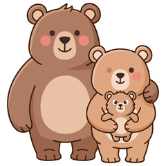 Cute cartoon bear family illustration with mama papa and baby eps 10 © md