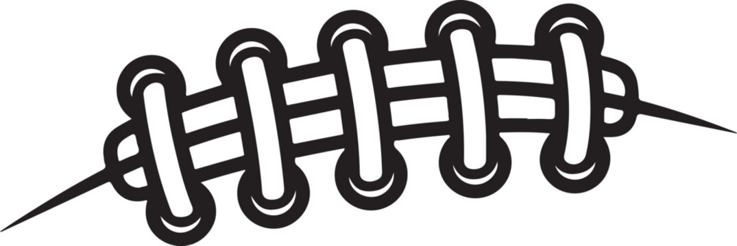 Sewing stitch, buttonhole stitch, black line art, embroidery icon, vector stitching