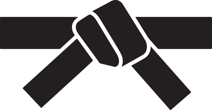 Black belt, martial arts, karate, taekwondo, judo, vector icon, simple design, minimalist style