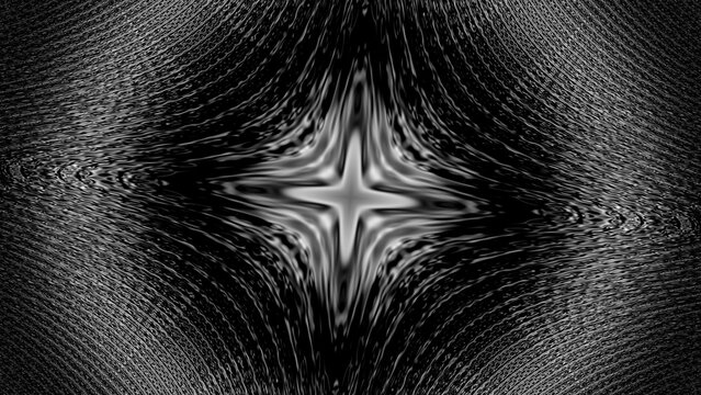 Abstract Black and White Symmetry Rhythmic Pattern with Central Bright Star Shape Design