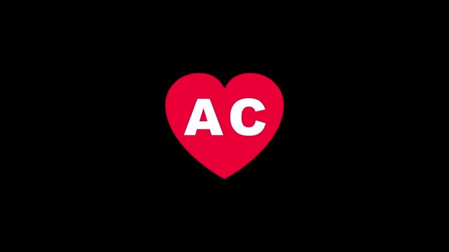 Pulsing Red Heart Icon With Ac A+c A C Breathing Love Symbol Loop Animation On Black Background