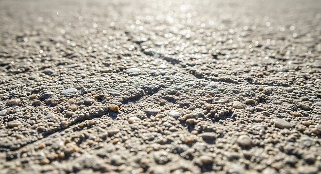 Textured ground surface composed of tiny pebbles and sandy sediments