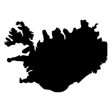 Iceland Black Map Flat Design