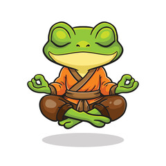 Fototapeta premium Frog Meditating in Zen Pose, Calm and Peaceful Mindfulness Illustration