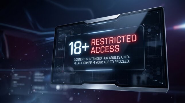 Restricted access screen with 18+ age verification