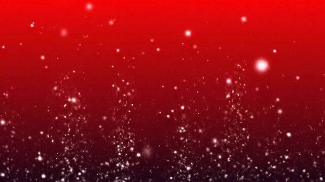 Red background with white specks falling.