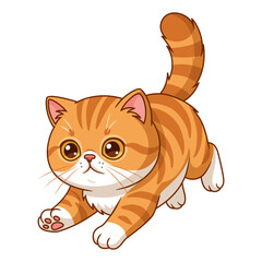 Cute ginger Exotic Shorthair kitten cartoon illustration © platinka