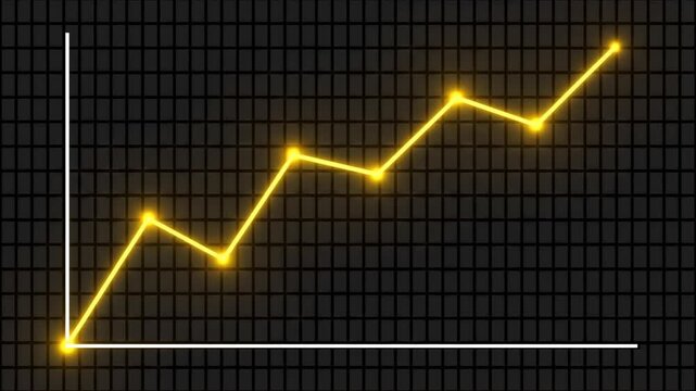 Stock market surge shown by ascending golden grid chart.