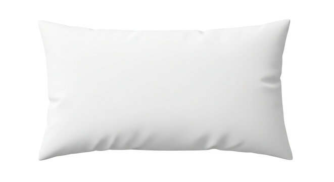 Clean white rectangular pillow mockup for home decor or bedding design. Isolated on transparent background, png