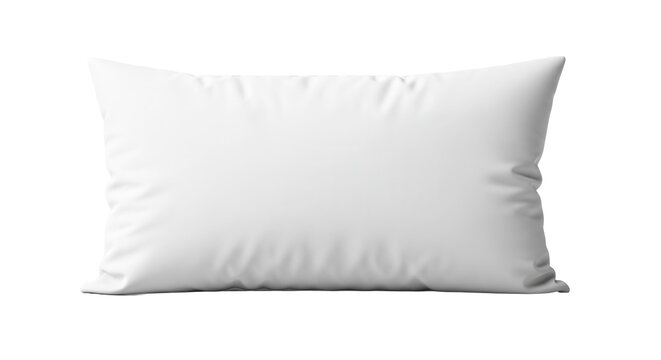 Clean white rectangular pillow mockup for home decor or bedding design. Isolated on transparent background, png