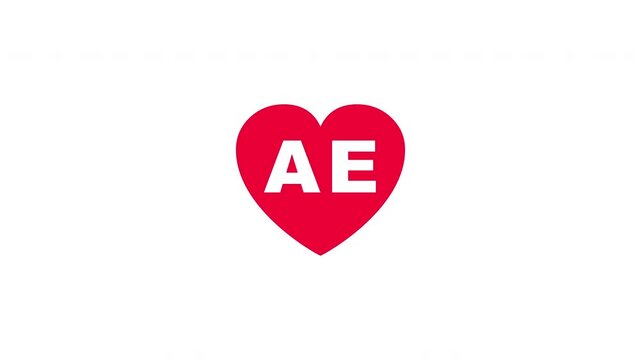 Pulsing Red Heart Icon With Ae A+e A E Breathing Love Symbol Loop Animation On White Background