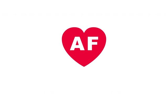 Pulsing Red Heart Icon With Af A+f A F Breathing Love Symbol Loop Animation On White Background