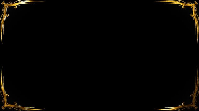 Sharp shape 4 side design with golden shine black background animation video
