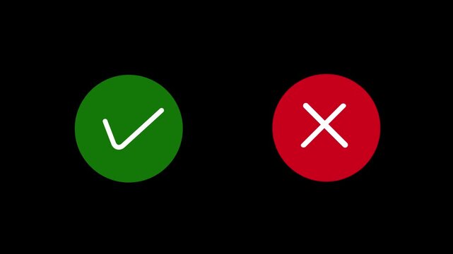 Yes ✔️ / No ❌ animation icons with smooth checkmark & cross effects in 4K. Perfect for UI, presentations, social media, overlays &mdash; LFX clean style.