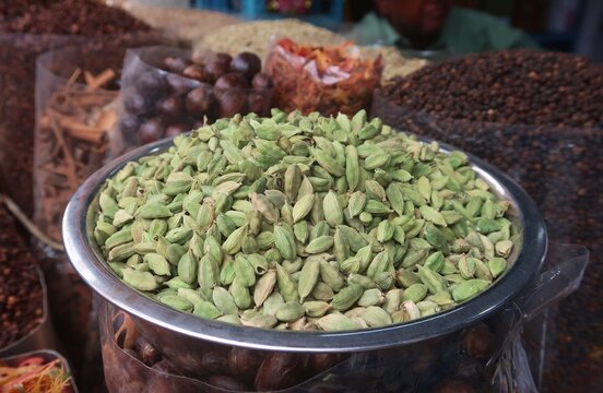 spices in the Musaris or Malabar market, kerala, india
