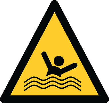 Drowning hazard warning sign vector illustration