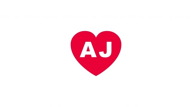 Pulsing Red Heart Icon With Aj A+j A J Breathing Love Symbol Loop Animation On White Background