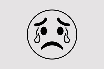 Fototapeta premium Minimalist weeping face icon depicting deep sorrow and emotional distress, perfect for messaging apps, user interface design, digital communication, mental health concepts, sadness symbols, and iconog