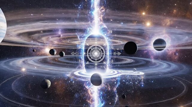 Cosmic display of celestial spheres and energy flows in vast universe