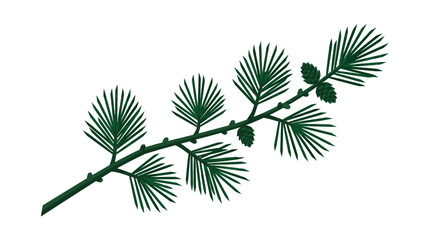 Naklejka premium Stylized 3D Pine Branch with Evergreen Needles and Cones Isolated on White Background