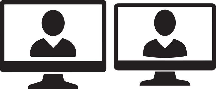 Computer screen silhouette icons object technology.