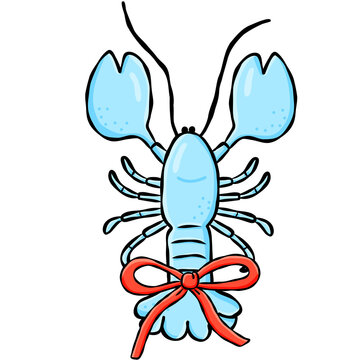Cute hand drawn lobster doodle graphic element for beach summer