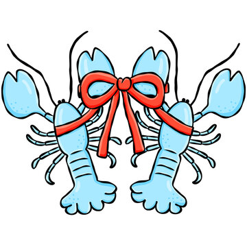 Cute hand drawn lobster doodle graphic element for beach summer