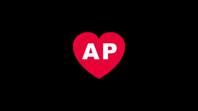 Pulsing Red Heart Icon With Ap A+p A P Breathing Love Symbol Loop Animation On Black Background