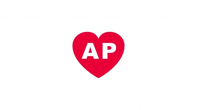 Pulsing Red Heart Icon With Ap A+p A P Breathing Love Symbol Loop Animation On White Background