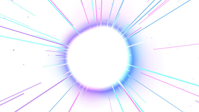 Abstract Glowing Circle with Energy Lines Bursting