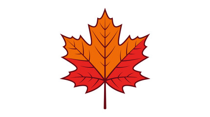 Fototapeta premium Stylized Maple Leaf Vector Illustration in Autumn Colors Orange and Red Isolated on White Background
