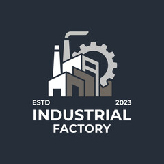 Fototapeta premium A sleek industrial factory logo, symbolizing modern manufacturing and productivity. Perfect for businesses in manufacturing and industrial sectors looking for a strong brand identity.