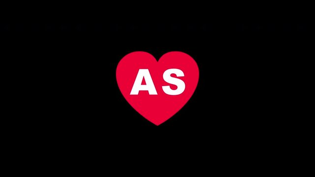 Pulsing Red Heart Icon With As A+s A S Breathing Love Symbol Loop Animation On Black Background