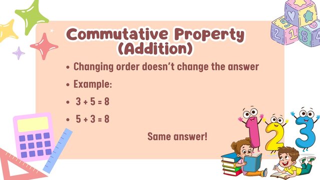 Commutative Property of Addition Changing Order Doesn't Change the Answer with Examples