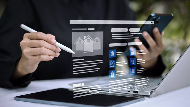Digital Real Estate Platform Dashboard with Multi Device Fintech Interface
