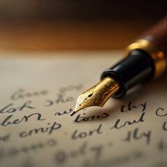Fototapeta premium Golden Nib on Textured Paper