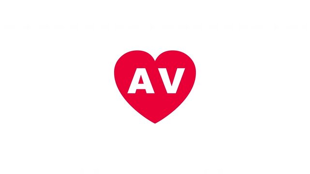 Pulsing Red Heart Icon With Av A+v A V Breathing Love Symbol Loop Animation On White Background