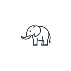 Fototapeta premium Simple, line-art illustration of an elephant, grey outline on a white backdrop